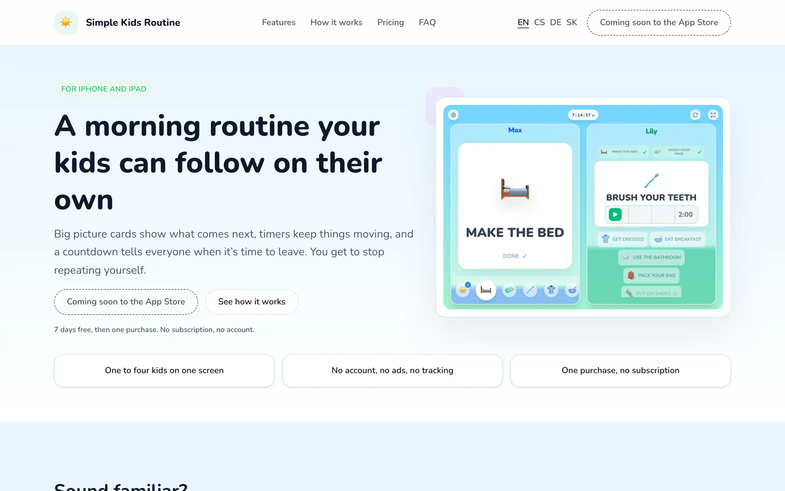 Simple Kids Routine homepage